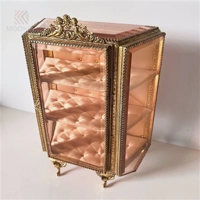 Vintage Pink Glass Jewelry Armoire
