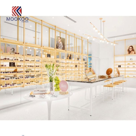 Fa optikai kijelző falbolt belső dekorációs kirakat