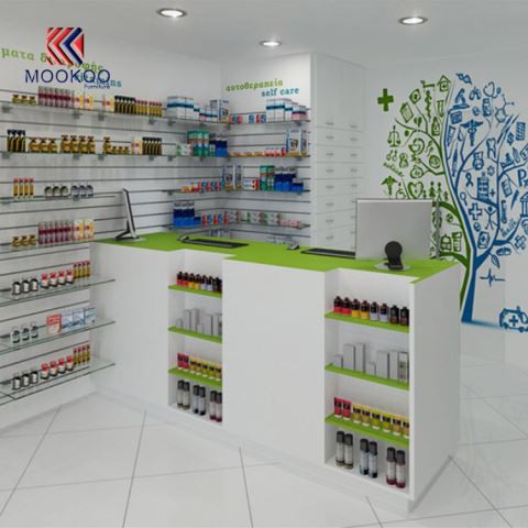 Gyógyszertár vitrinek Átlátszó üveg polcok