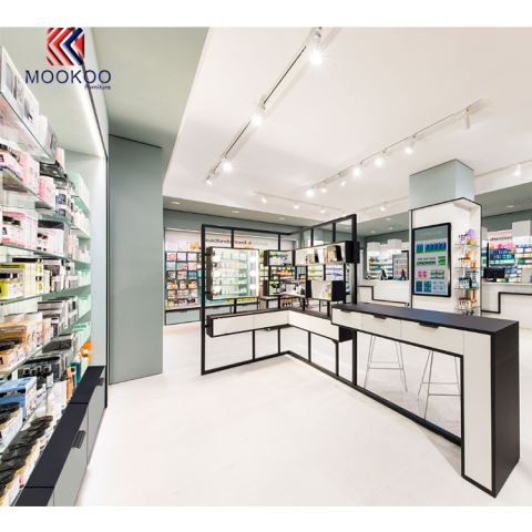 Kábítószer-áruház fali polcok Pénztár pult tervezése