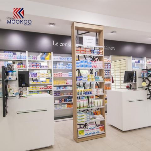 MDF Wood Farmacia Shop belsőépítészet