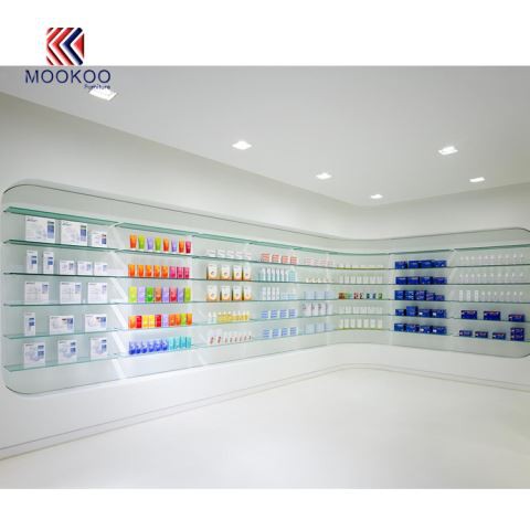 Modern falra szerelt, edzett üveg kijelző állványok